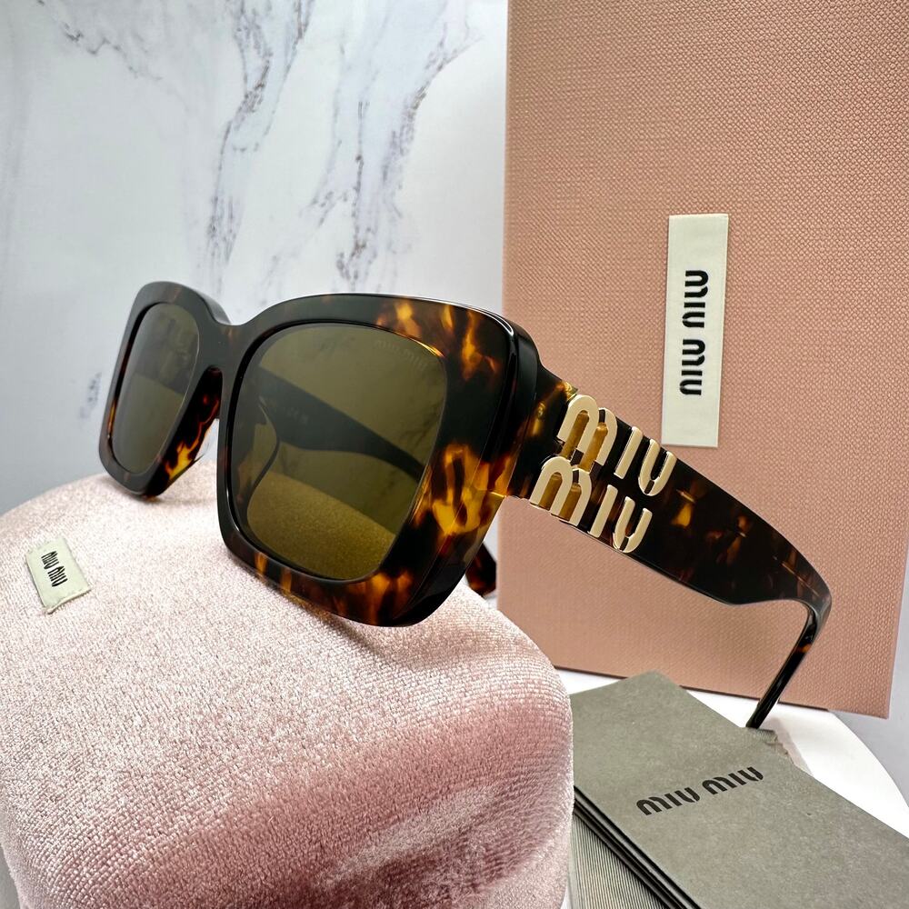 New MIU MIU Sunglasses Brown Tortoise Acetate Gol… - image 12